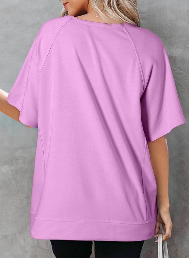 Dokotoo Oversized T Shirts for Women Crewneck Short Sleeve Casual Summer Tops Lightweight Loose High Low Blouse