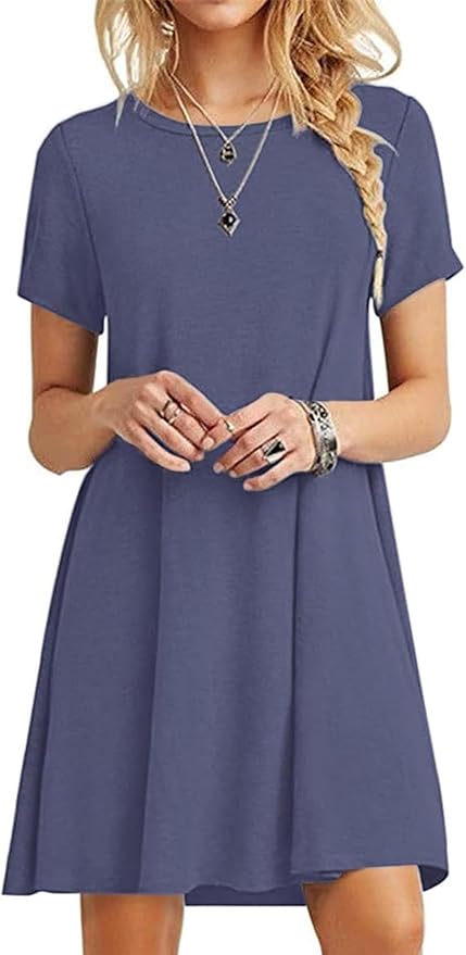 MOLERANI Women's Casual Plain Simple T-Shirt Loose Dress