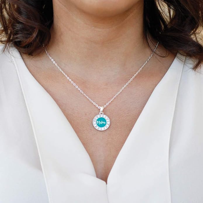 Inspired Silver - Silver Circle Charm 18 Inch Necklace with Cubic Zirconia Jewelry