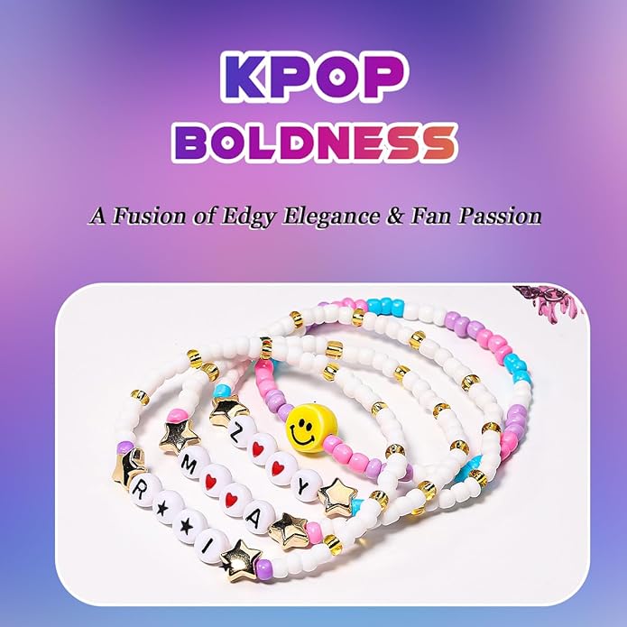 AICase for Korea-Pop Merch Gifts Toys Cosplay Birthday Decorations Bracelets Outfit Costume 6 Pcs Stackable Stretch Beaded Bracelets Merchandise Jewelry Gifts for Fans Women Christmas Stocking