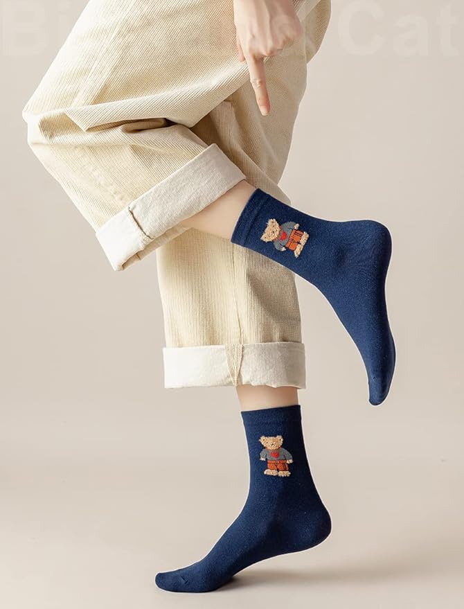 IIG 3-6 Pairs Womens Cute Animal Patterned Funny Novelty Cotton Crew Socks