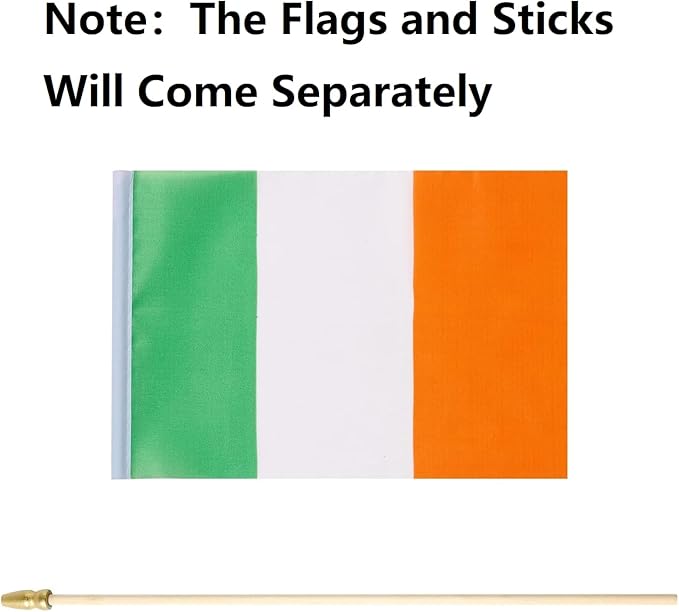 GSYLPFT 12 Pack Irish Flags on Sticks Ireland Small Mini Hand Held Flags for Office Classroom Holiday Party Decorations