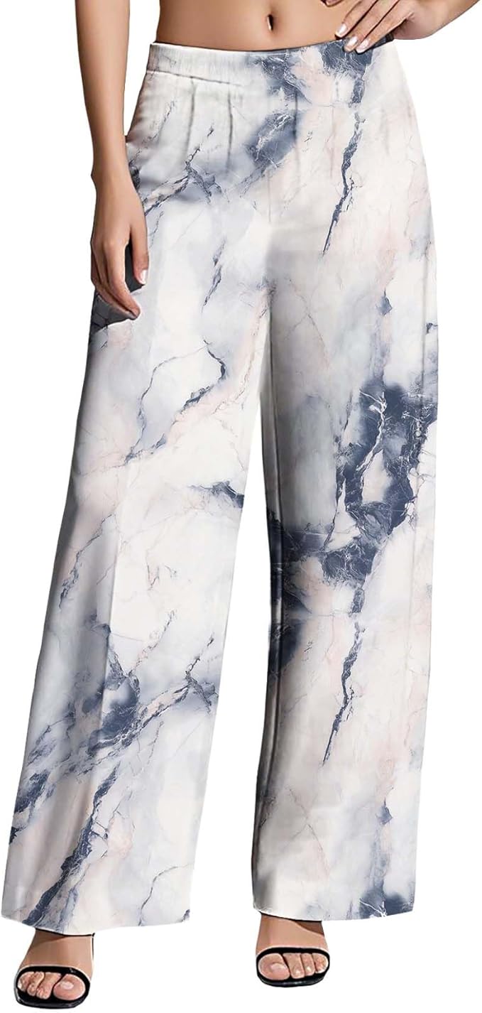 Womens Boho Pants Casual Oversize High Waisted Wide Leg Trousers Pattern Printed Ourdoors Pant for 2025 Summer
