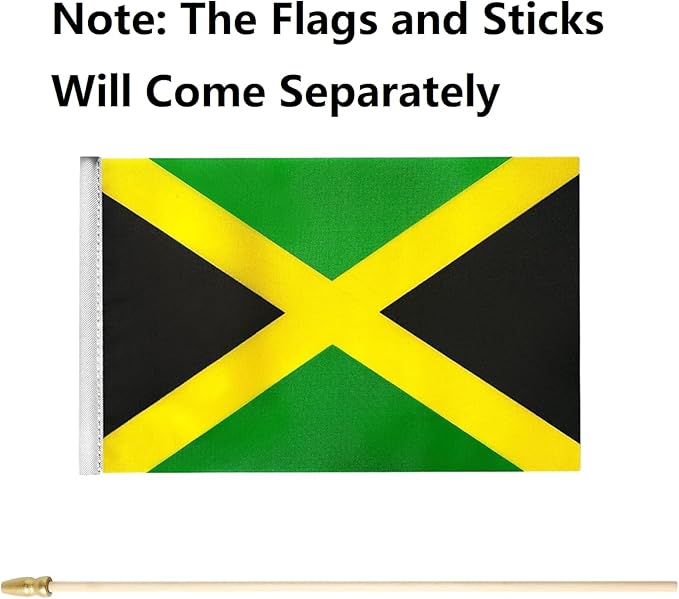GSYLPFT 12 Pack Jamaican Flags on Sticks Jamaica Small Mini Hand Held Flags for Office Classroom Holiday Party Decorations
