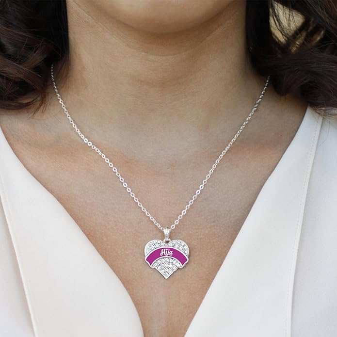Inspired Silver - Silver Pave Heart Charm 18 Inch Necklace with Cubic Zirconia Jewelry