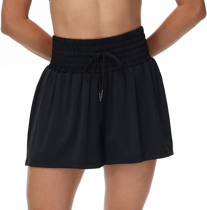 Blaosn Flowy Athletic Shorts for Women Gym Workout Running Short Pants High Waist Skort with Pocket Casual Summer Clothes