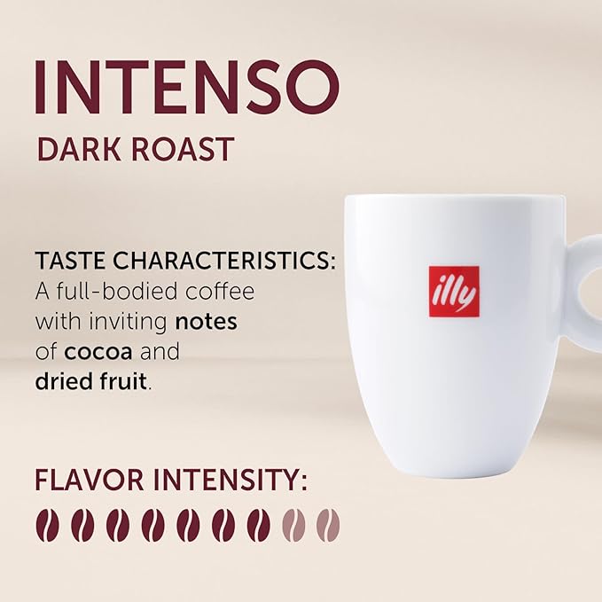 illy Coffee K Cup, Pods for Keurig Machines, Intenso Dark Roast, 100% Arabica, Premium Italian Coffee, 10 Count, 6 Pack