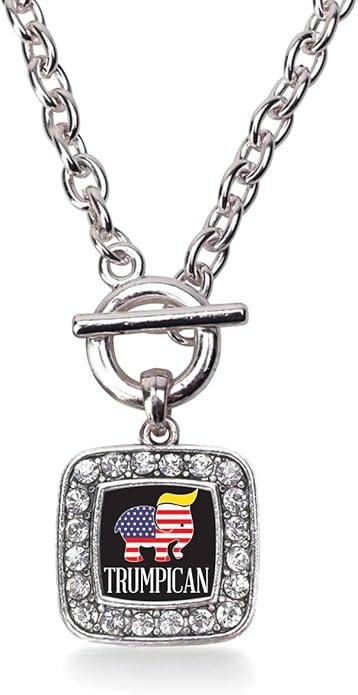 Inspired Silver - Silver Square Charm 18 Inch Necklace with Cubic Zirconia Jewelry
