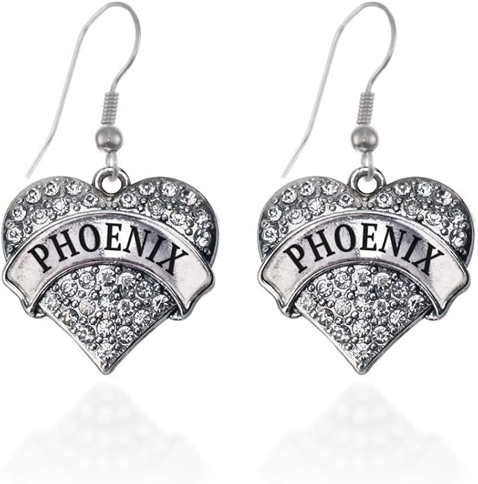 Inspired Silver - Silver Pave Heart Charm French Hook Drop Earrings with Cubic Zirconia Jewelry