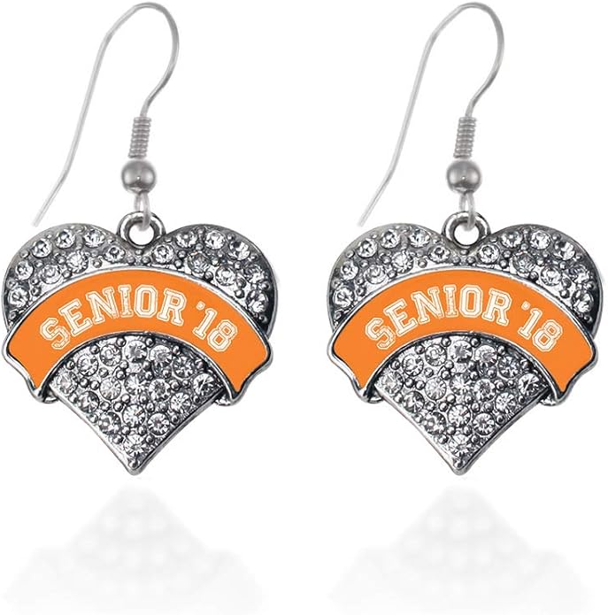 Inspired Silver - Silver Pave Heart Charm French Hook Drop Earrings with Cubic Zirconia Jewelry