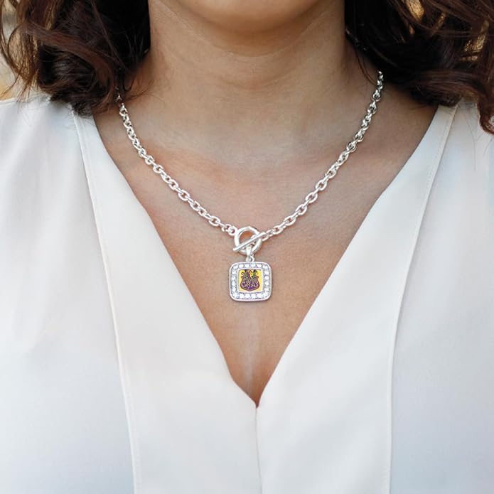 Inspired Silver - Silver Square Charm 18 Inch Necklace with Cubic Zirconia Jewelry