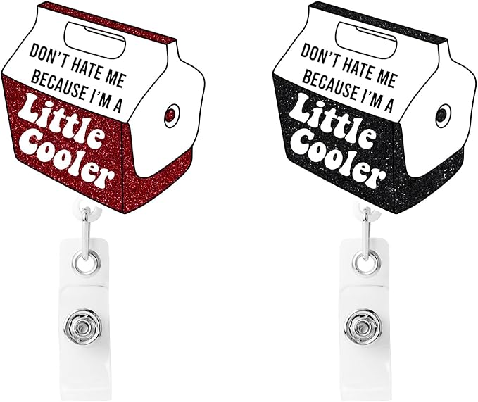 2 Pcs Don't Hate Me Because I'm A Little Cooler Badge Reel - Retractable ID Holder with Alligator Clip& Nylon Cord | AcrylicClip for Nurse Nurses Office Worker Teacher Student
