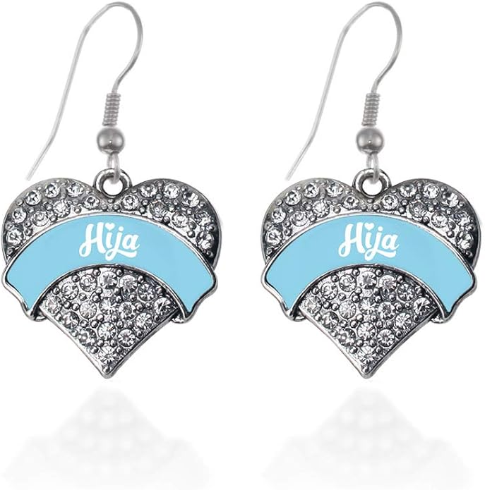Inspired Silver - Silver Pave Heart Charm French Hook Drop Earrings with Cubic Zirconia Jewelry