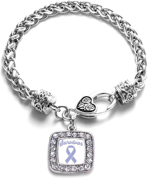Inspired Silver - Silver Square Charm Bracelet with Cubic Zirconia Jewelry