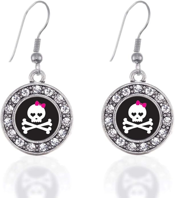 Inspired Silver - Silver Circle Charm French Hook Drop Earrings with Cubic Zirconia Jewelry