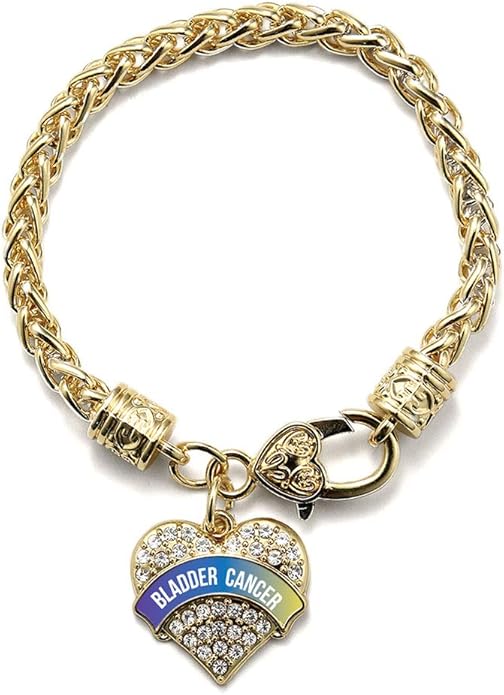 Inspired Silver - Gold Pave Heart Charm Bracelet with Cubic Zirconia Jewelry