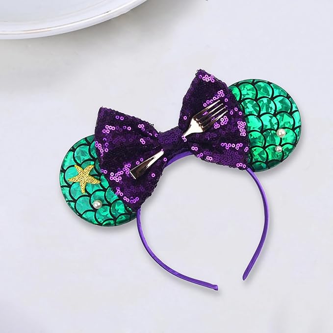 Sequin Mouse Ears Headbands for Women Girls Boys, Glitter Bows Headband for Kids Adults Birthday Party Costume Halloween