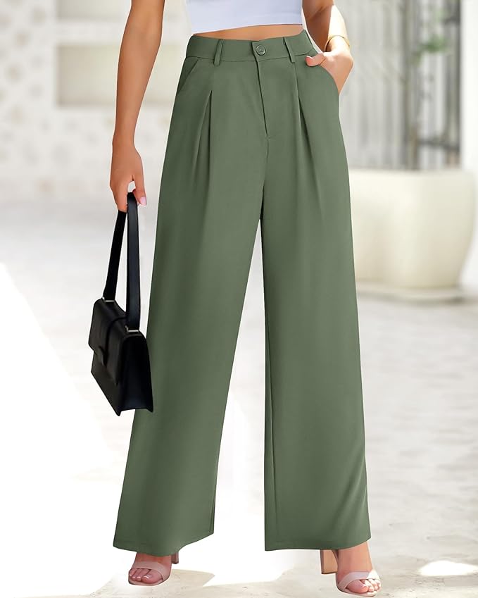 BTFBM Women High Waist Palazzo Pants Spring 2026 Casual Wide Leg Trousers Loose Work Office Business Suit Pant Pockets