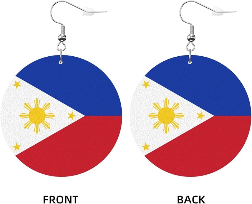 Round Faux Leather Earrings for Women Lightweight Double-Side Printed Drop Dangle Earring for Festival Party Gift
