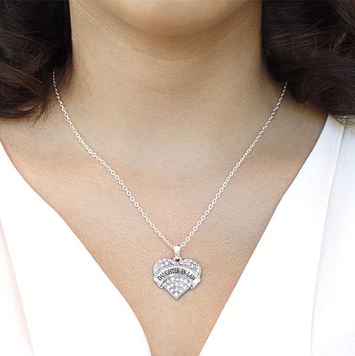 Inspired Silver - Silver Pave Heart Charm 18 Inch Necklace with Cubic Zirconia Jewelry