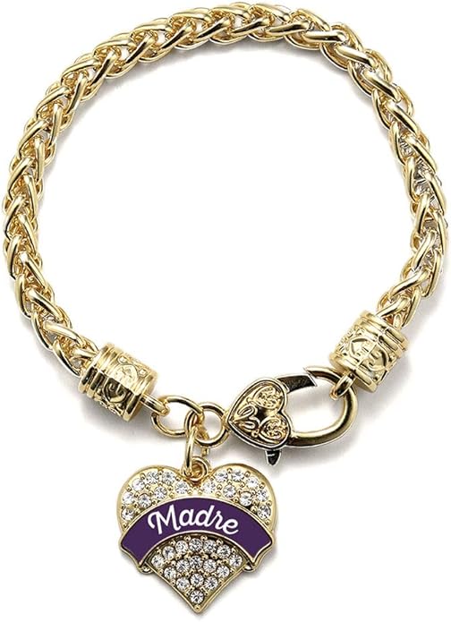 Inspired Silver - Gold Pave Heart Charm Bracelet with Cubic Zirconia Jewelry