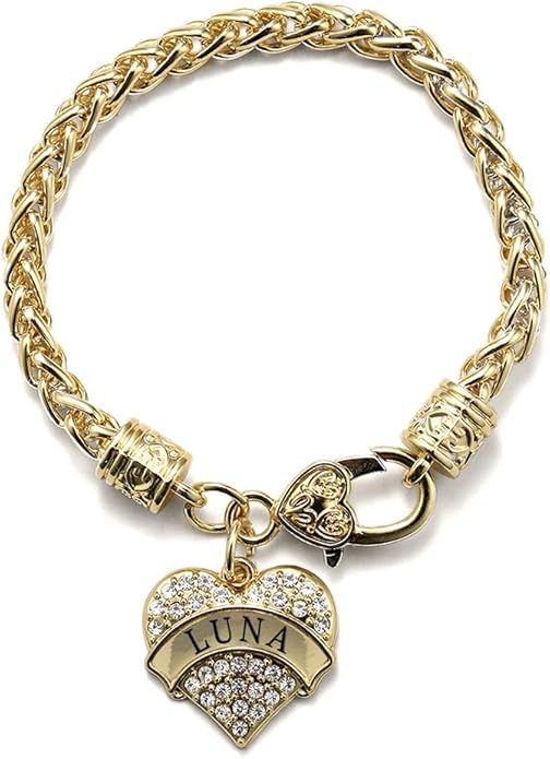 Inspired Silver - Gold Pave Heart Charm Bracelet with Cubic Zirconia Jewelry