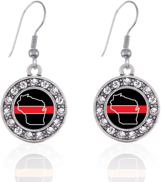 Inspired Silver - Silver Circle Charm French Hook Drop Earrings with Cubic Zirconia Jewelry