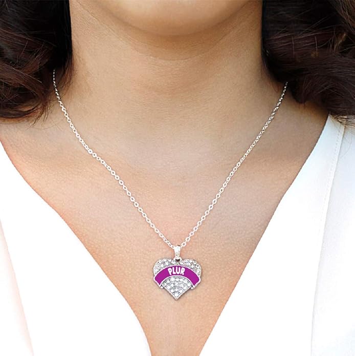 Inspired Silver - Silver Pave Heart Charm 18 Inch Necklace with Cubic Zirconia Jewelry