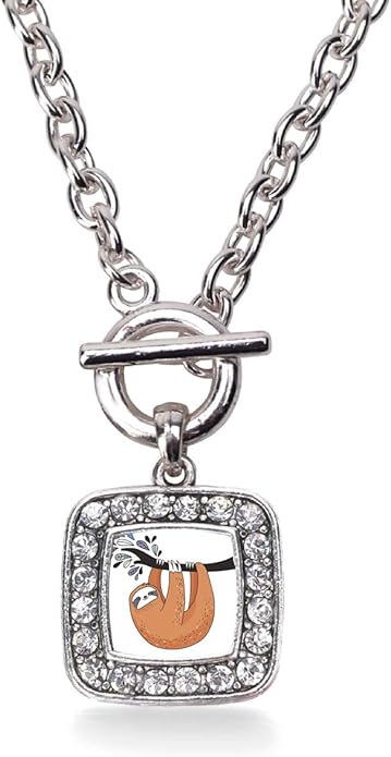 Inspired Silver - Silver Square Charm 18 Inch Necklace with Cubic Zirconia Jewelry