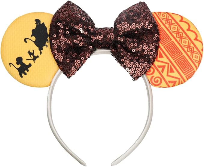 ETLUK Mouse Ears Headband, Animal Mouse Ears with Sequin Bow for Women Girls, Parks Ears for Cosplay Accessories Party (Lion)
