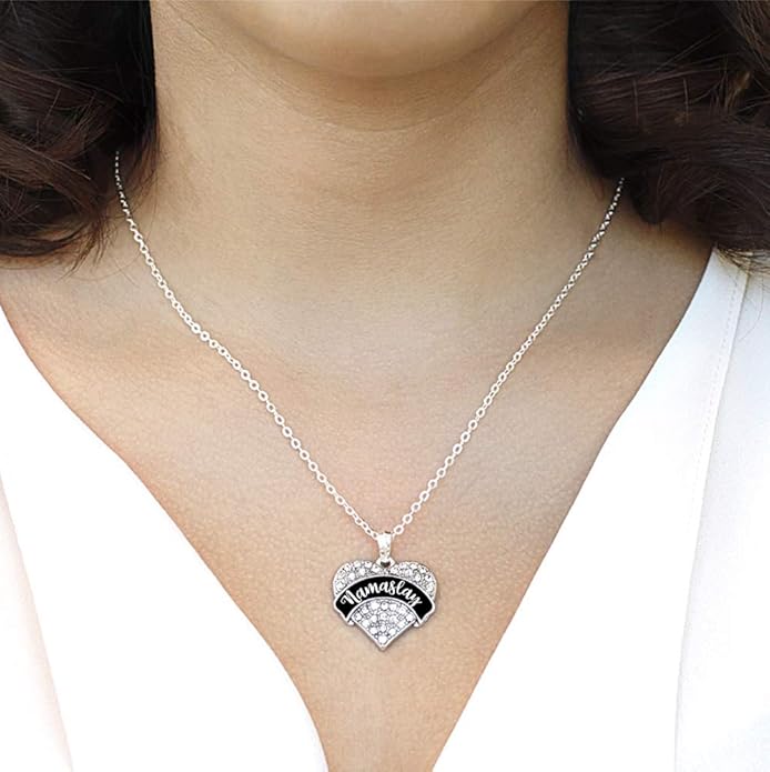 Inspired Silver - Silver Pave Heart Charm 18 Inch Necklace with Cubic Zirconia Jewelry