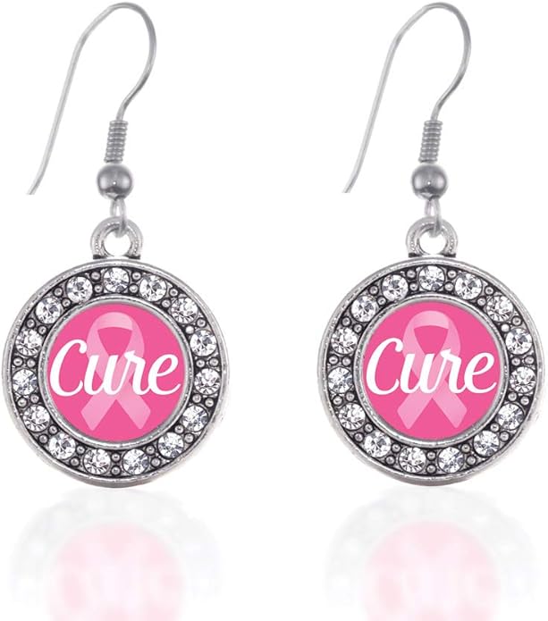 Inspired Silver - Silver Circle Charm French Hook Drop Earrings with Cubic Zirconia Jewelry