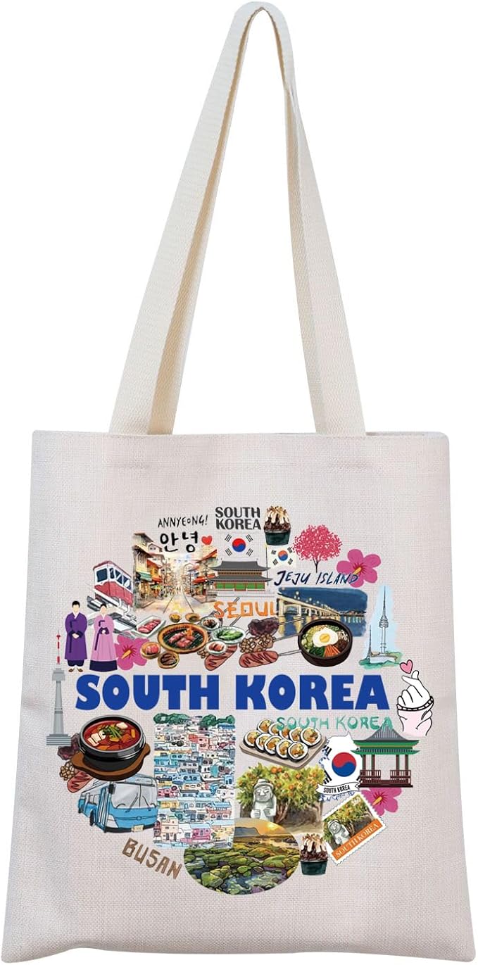 MNIGIU South Korea Tote Bag Moving to South Korea Gift South Korea Souvenir Gift South Korea Travel Gift (South Korea Tote), Small