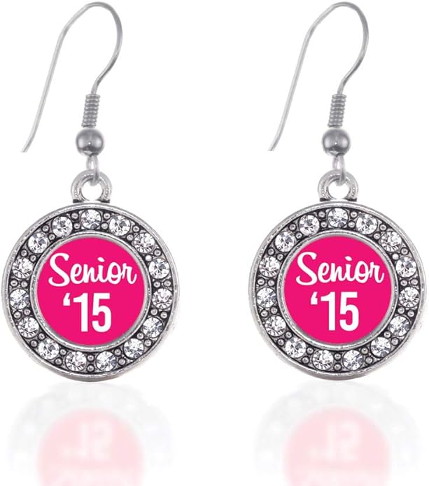 Inspired Silver - Silver Circle Charm French Hook Drop Earrings with Cubic Zirconia Jewelry