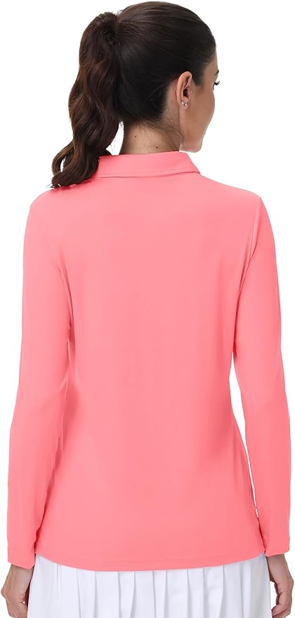 MAGCOMSEN Women's Polo Shirts Long Sleeve Golf Shirt Quick Dry UPF 50+ Sun Protection Lightweight Tennis Shirts