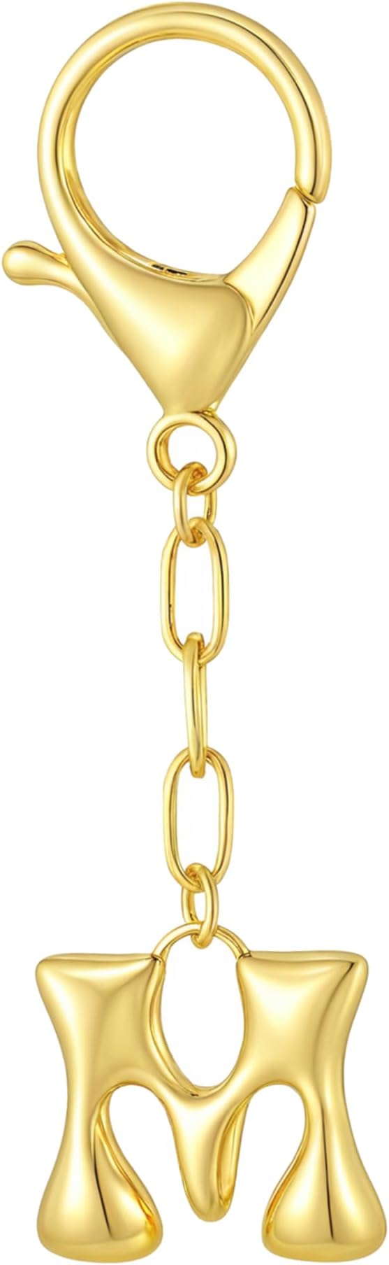 GAOKOXI Gold Bubble Initial Keychain Charm for Women Chunky Bag Purse Charms A-Z Letter Key Chains for Handbag Accessories