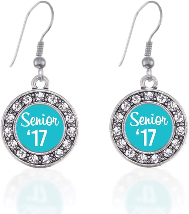 Inspired Silver - Silver Circle Charm French Hook Drop Earrings with Cubic Zirconia Jewelry