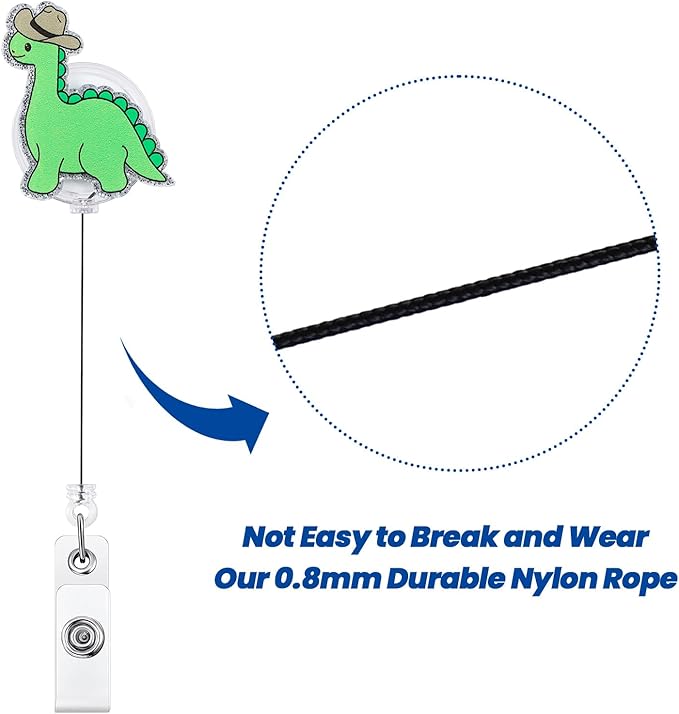 Cowboy Dinosaur Funny Nurse Badge Reel, Cute Retractable ID Card Pediatric Badge Holder, Name Tag Medical Badge Clip for NICU ICU LPN CNA MA OB/GYN RN Nurse Nursing Student Doctor Teacher Workers