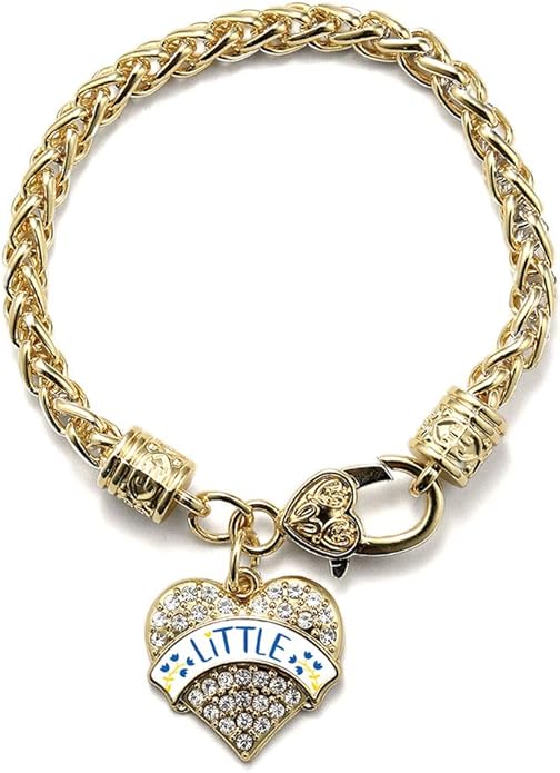 Inspired Silver - Gold Pave Heart Charm Bracelet with Cubic Zirconia Jewelry