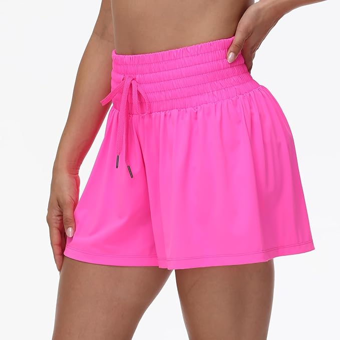 Blaosn Flowy Athletic Shorts for Women Gym Workout Running Short Pants High Waist Skort with Pocket Casual Summer Clothes