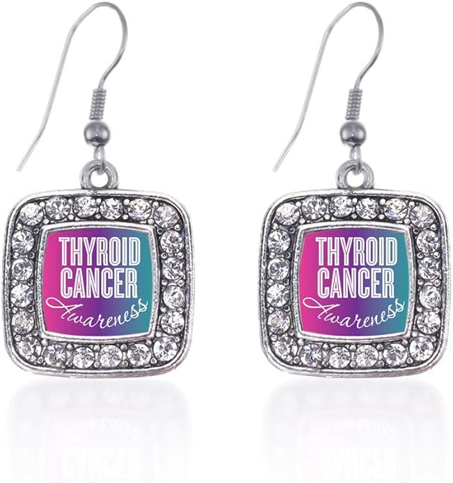Inspired Silver - Silver Square Charm French Hook Drop Earrings with Cubic Zirconia Jewelry