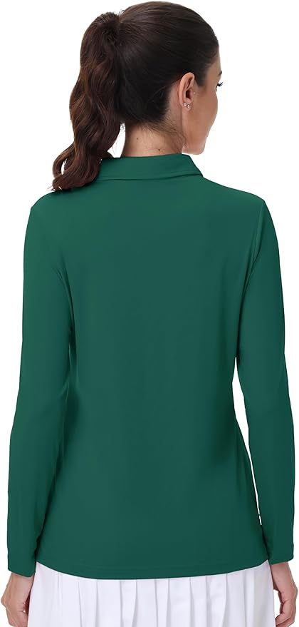 MAGCOMSEN Women's Polo Shirts Long Sleeve Golf Shirt Quick Dry UPF 50+ Sun Protection Lightweight Tennis Shirts