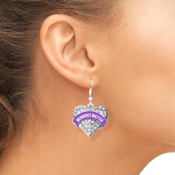 Inspired Silver - Silver Pave Heart Charm French Hook Drop Earrings with Cubic Zirconia Jewelry