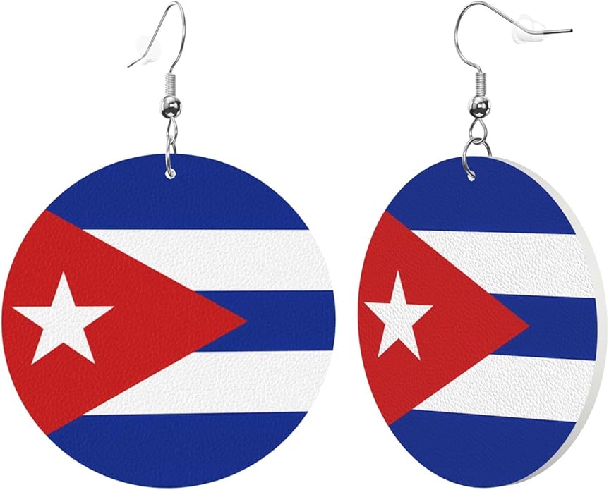 Round Faux Leather Earrings for Women Lightweight Double-Side Printed Drop Dangle Earring for Festival Party Gift