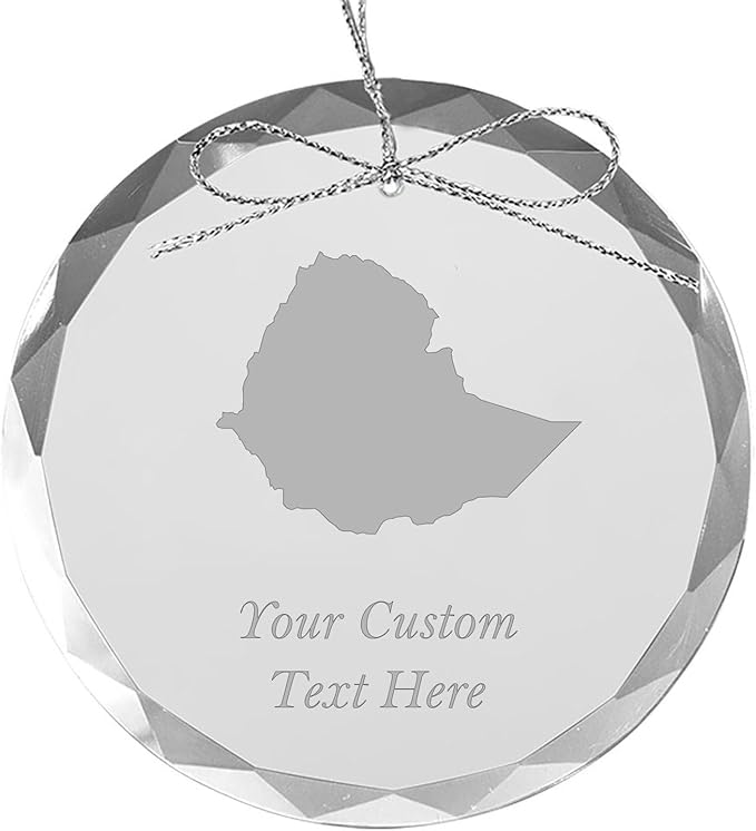 Ethiopia, Personalized Travel Christmas Ornament – Customized Engraved Glass Keepsake - Custom Family Trip & Vacation, 2024, 2025, 2026, 2027 & Name – Destination Xmas Holiday Ornament