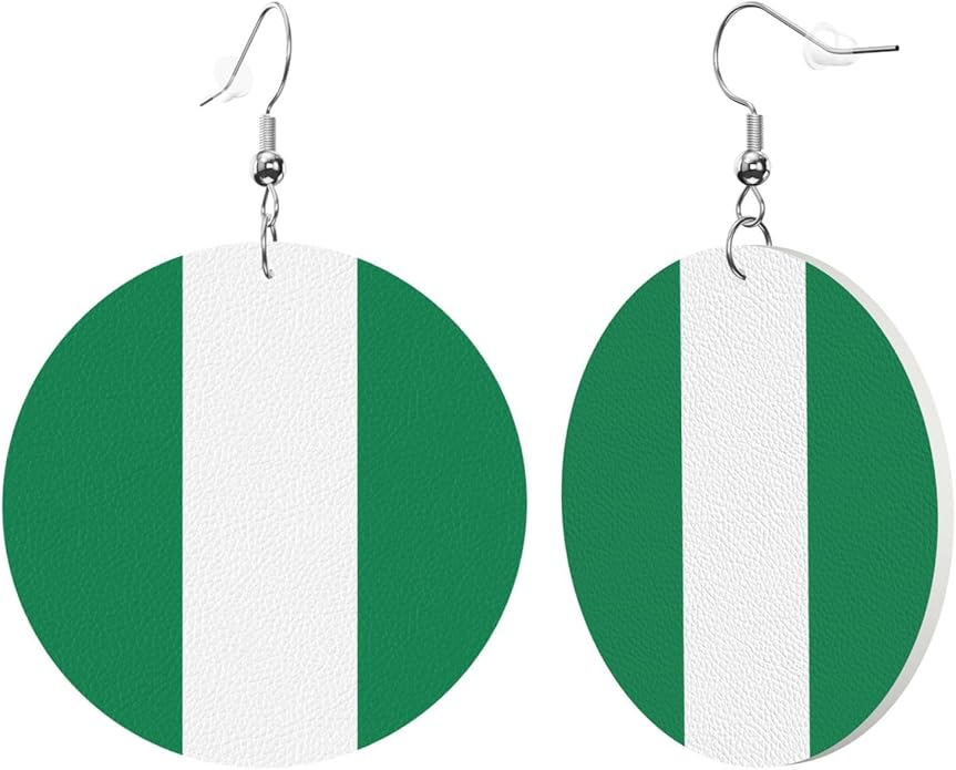 Round Faux Leather Earrings for Women Lightweight Double-Side Printed Drop Dangle Earring for Festival Party Gift