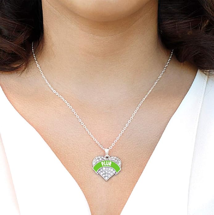 Inspired Silver - Silver Pave Heart Charm 18 Inch Necklace with Cubic Zirconia Jewelry