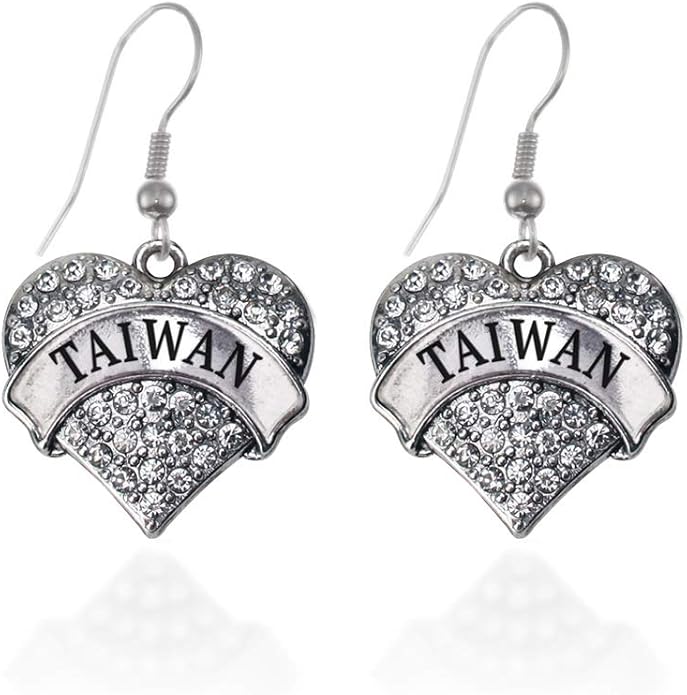 Inspired Silver - Silver Pave Heart Charm French Hook Drop Earrings with Cubic Zirconia Jewelry