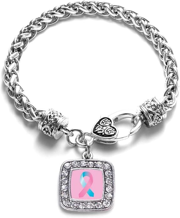 Inspired Silver - Silver Square Charm Bracelet with Cubic Zirconia Jewelry