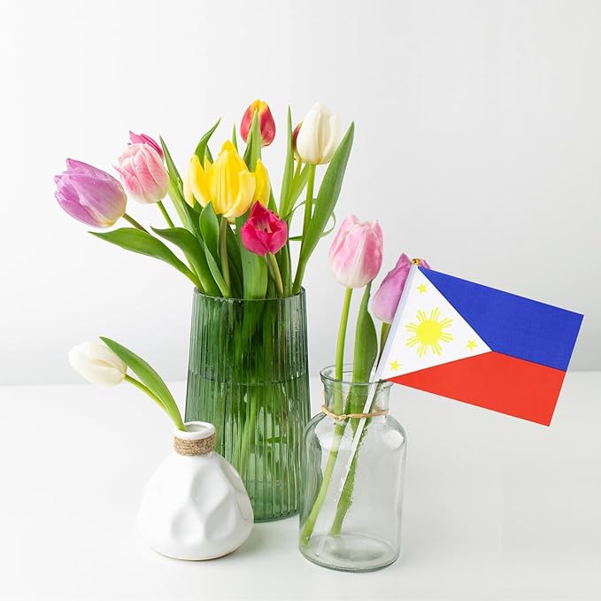 Philippines Flag Small Filipino Flag 12 Pack Mini Hand Held Filipino Flags on Sticks for Party Parades Sports Events Patriotic Holiday Decorations